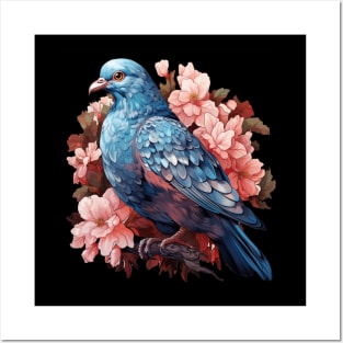 Pigeon colorful Flower Illustration Posters and Art